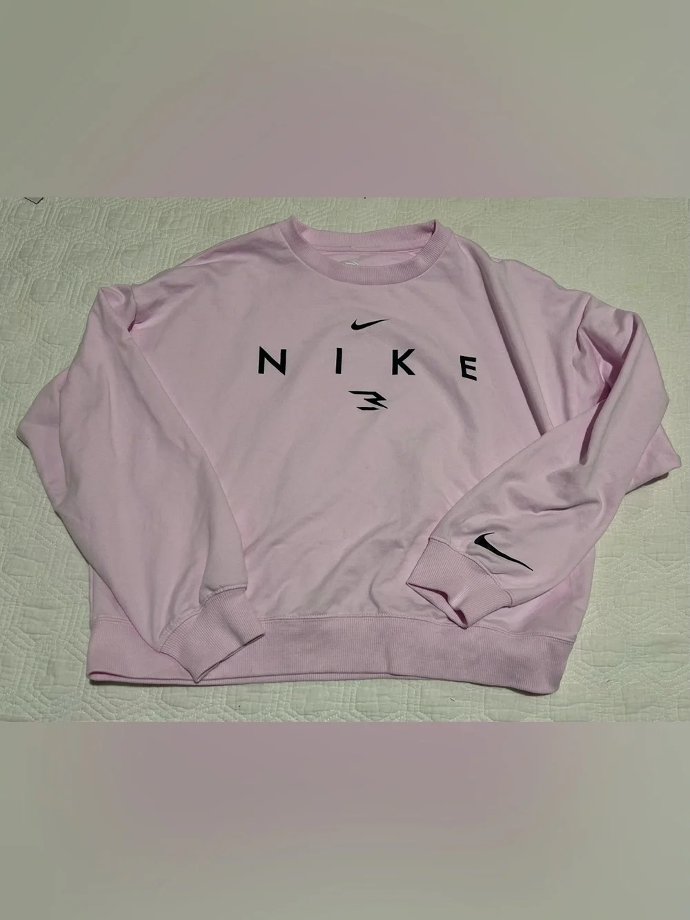 Nike 3 Brand Pale Pink Crewneck Sweatshirt with Black Logos size L